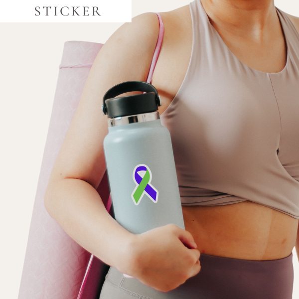 Lime Green & Blue Awareness Ribbon Sticker