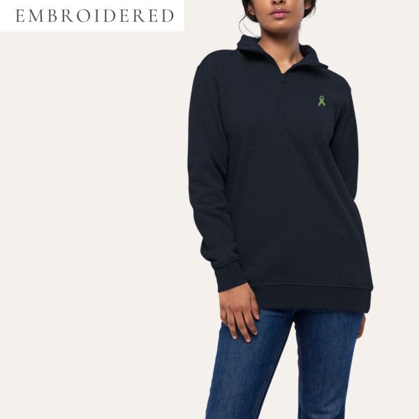 Lime Green Awareness Ribbon Embroidered Fleece Pullover