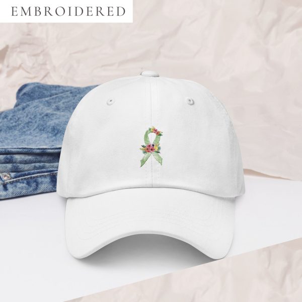 Pastel Floral Lime Green Awareness Ribbon Embroidered Dad Hat