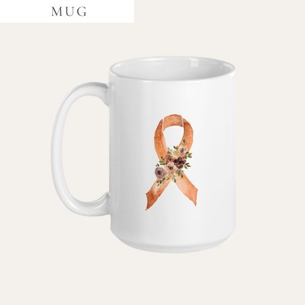Pastel Floral Orange Awareness Ribbon Mug