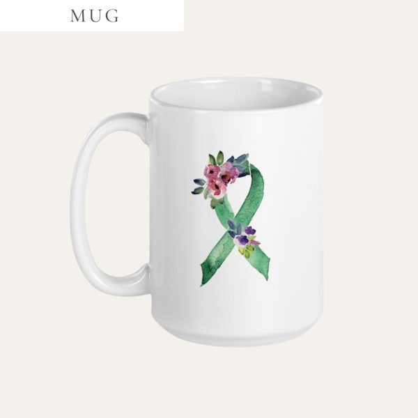 Pastel Floral Green Awareness Ribbon Mug
