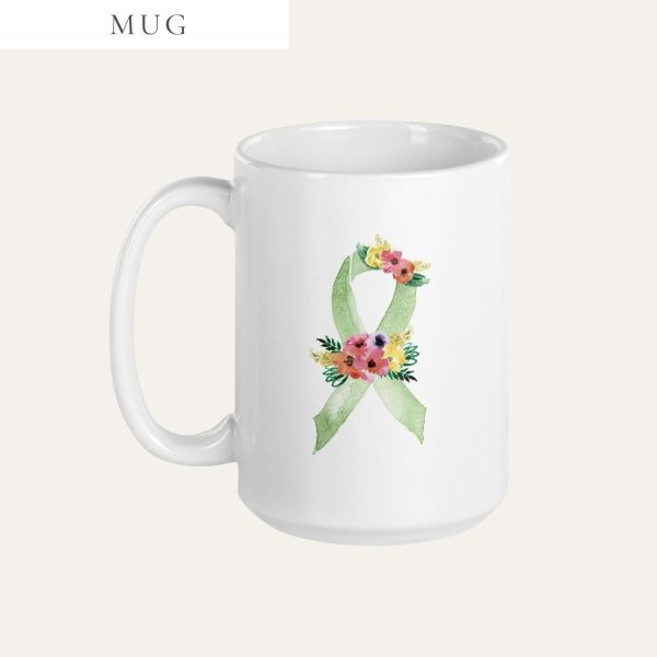 Pastel Floral Lime Green Awareness Ribbon Mug