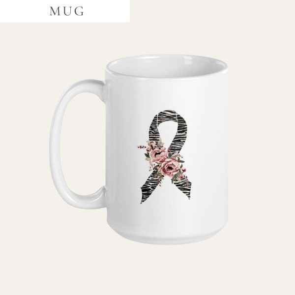 Pastel Floral Zebra Awareness Ribbon Mug