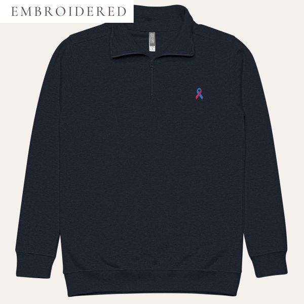 Pink & Light Blue Awareness Ribbon Embroidered Fleece Pullover