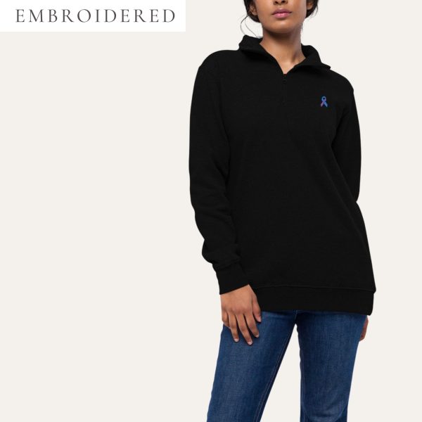 Purple & Light Blue Awareness Ribbon Embroidered Fleece Pullover