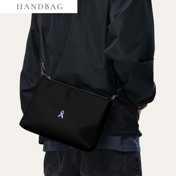 Purple & Light Blue Awareness Ribbon Faux Leather Hand / Crossbody Bag