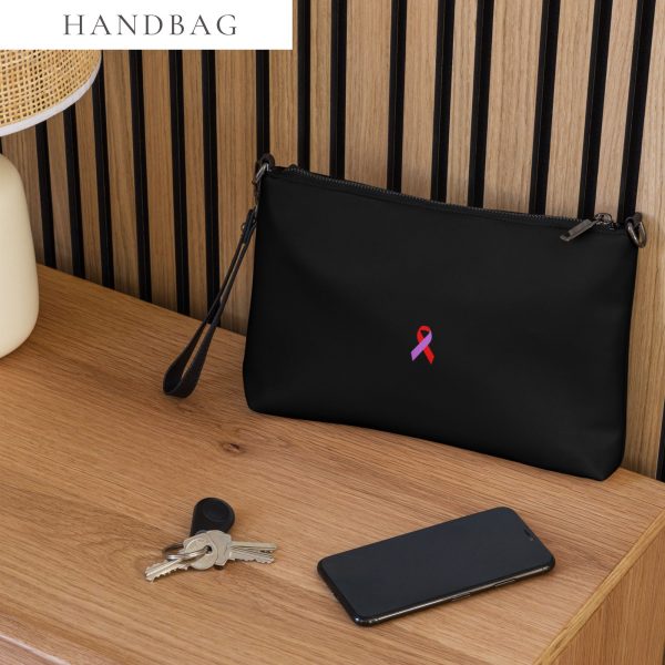 Purple & Red Awareness Ribbon Faux Leather Hand / Crossbody Bag