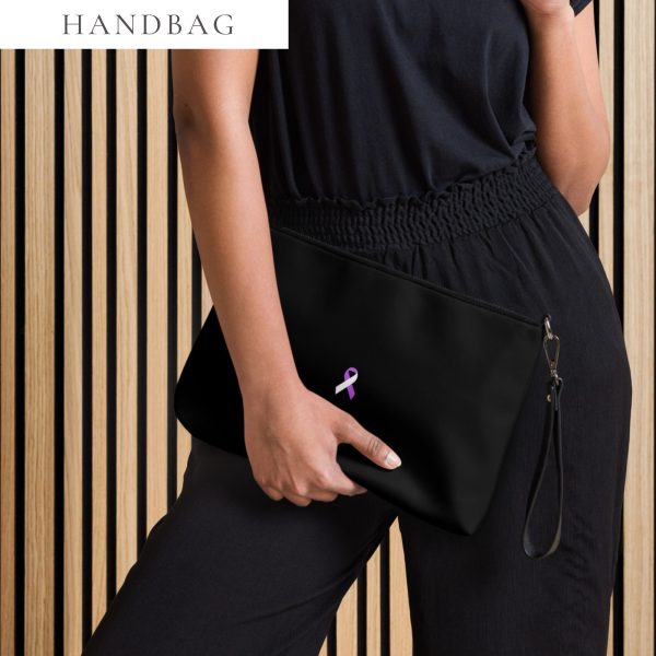 Purple & White Awareness Ribbon Faux Leather Hand / Crossbody Bag