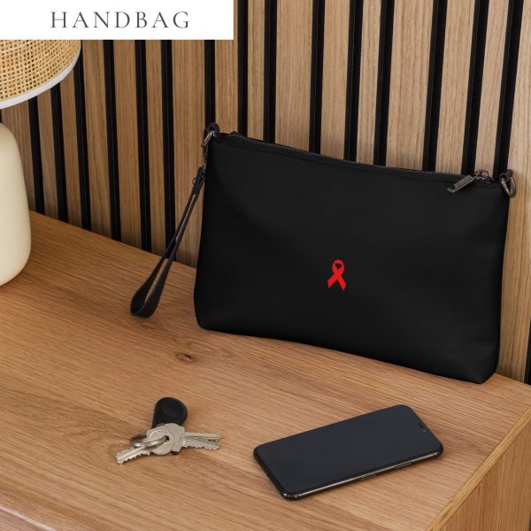 Red Awareness Ribbon Faux Leather Hand / Crossbody Bag