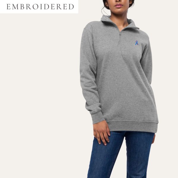 Teal & Purple Awareness Ribbon Embroidered Fleece Pullover