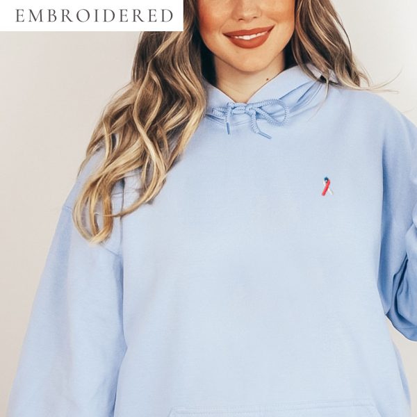 White, Red & Blue Awareness Ribbon Embroidered Hoodie