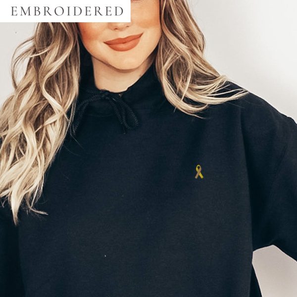 Yellow & Gold/Brown Awareness Ribbon Embroidered Hoodie