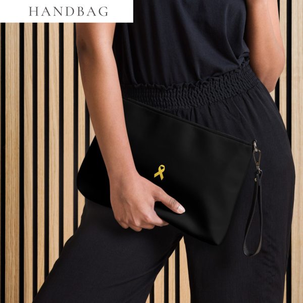 Yellow Awareness Ribbon Faux Leather Hand / Crossbody Bag