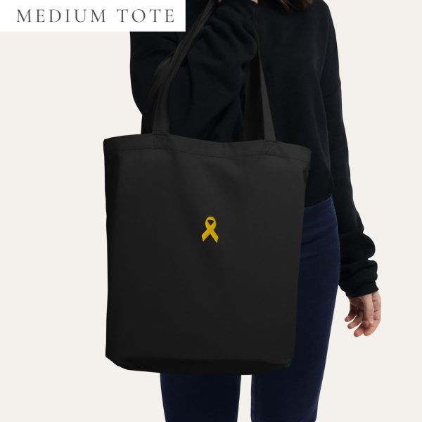 Yellow Awareness Ribbon Embroidered Medium Tote Bag