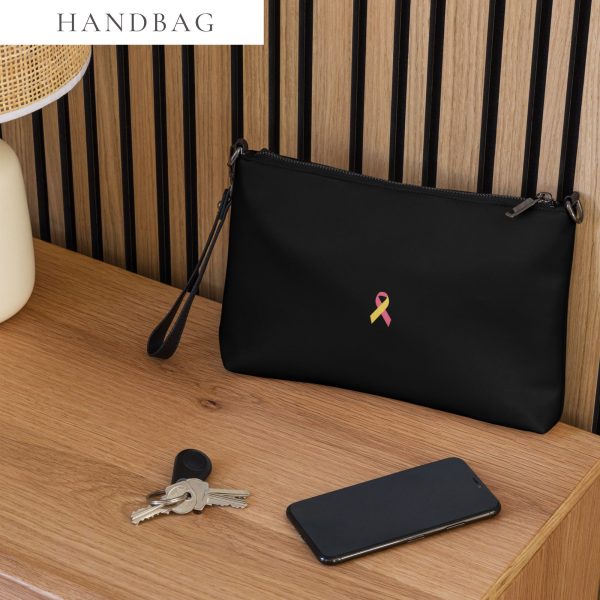Yellow & Pink Awareness Ribbon Faux Leather Hand / Crossbody Bag