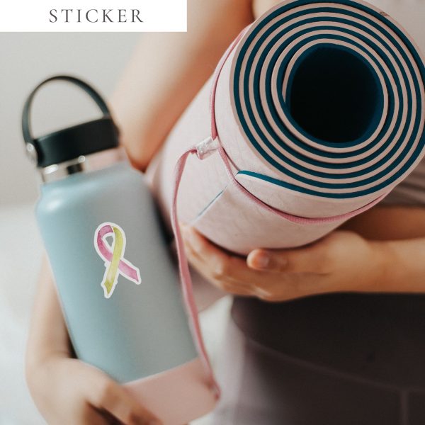 Pastel Yellow & Pink Awareness Ribbon Sticker
