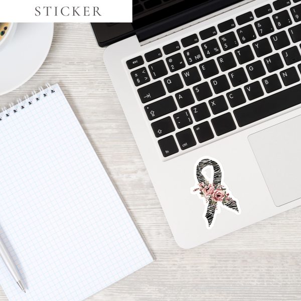 Pastel Floral Zebra Awareness Ribbon Sticker