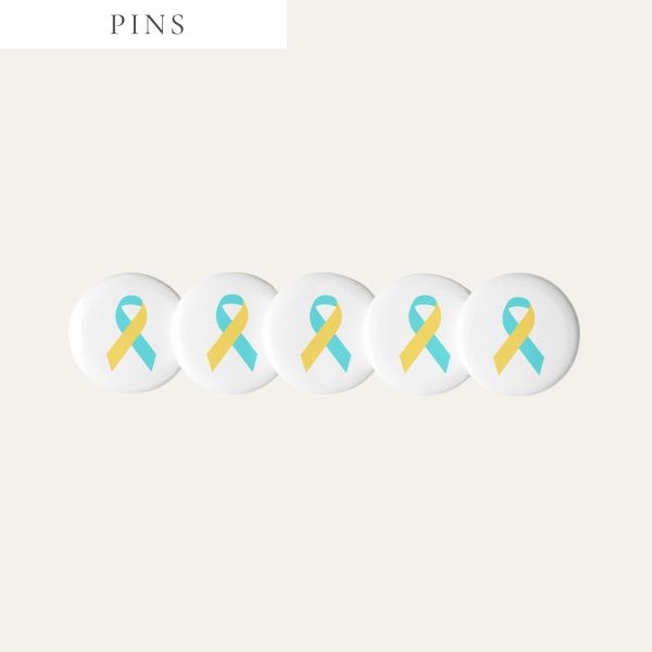Light Blue & Yellow Awareness Ribbon Pins