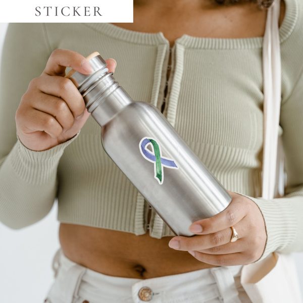 Pastel Blue & Green Awareness Ribbon Sticker