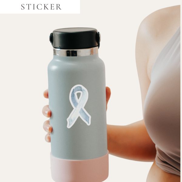 Pastel Light Blue & Gray Awareness Ribbon Sticker