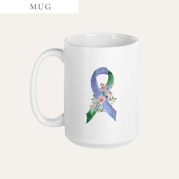 Pastel Floral Blue & Green Awareness Ribbon Mug