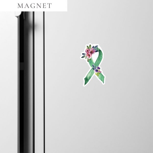 Pastel Floral Green Awareness Ribbon Magnet