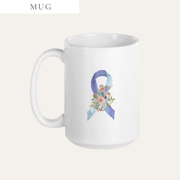 Pastel Floral Light Blue & Blue Awareness Ribbon Mug
