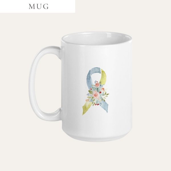 Pastel Floral Light Blue & Yellow Awareness Ribbon Mug