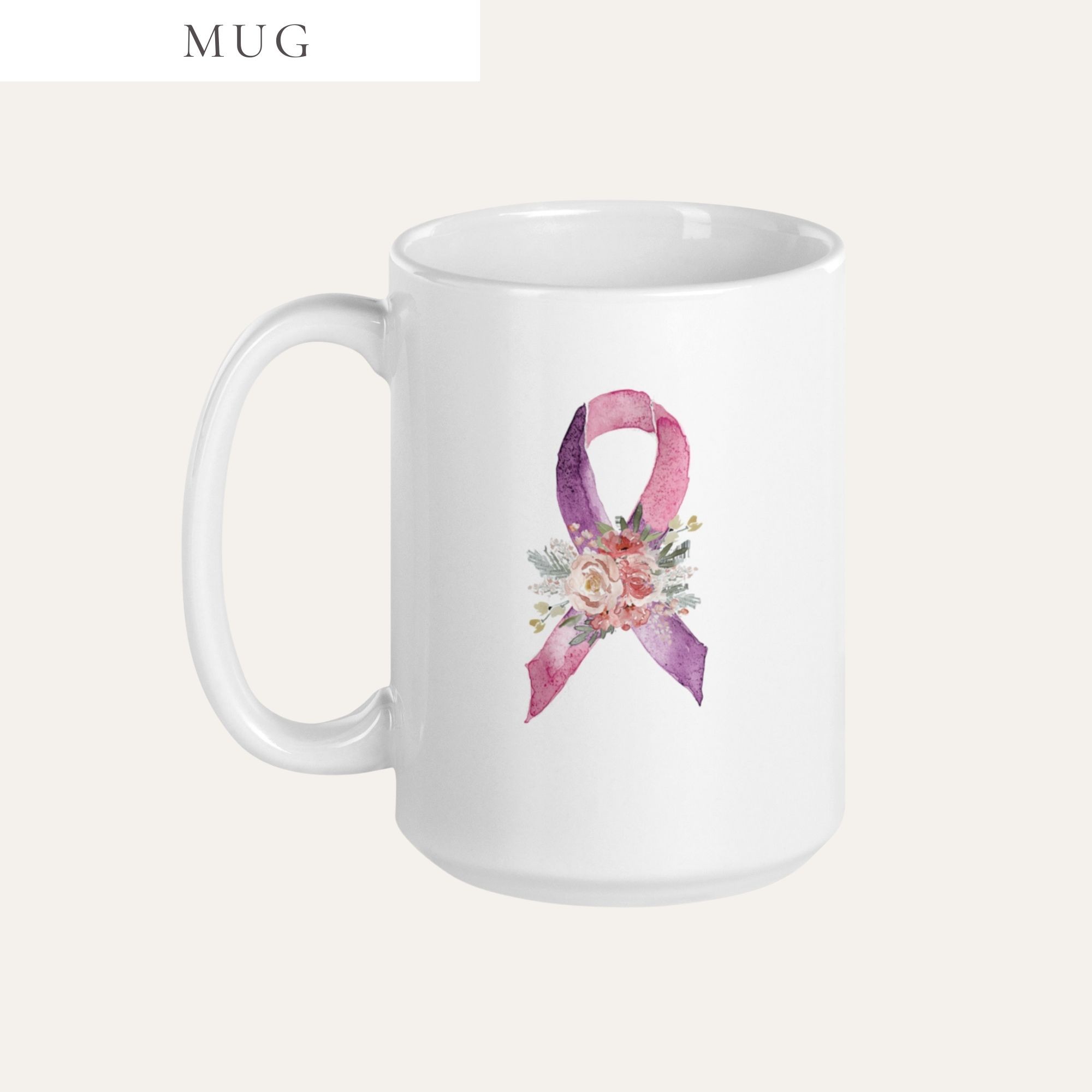 Pastel Floral Purple & Pink Awareness Ribbon Mug