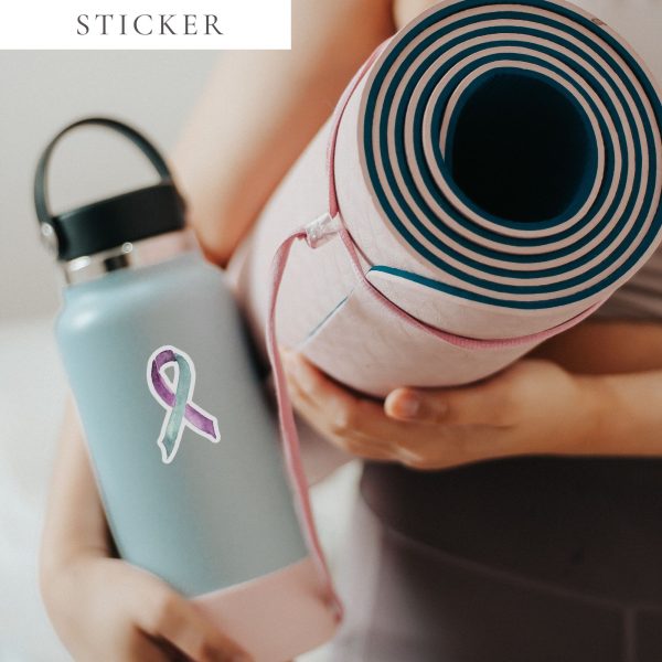 Pastel Teal & Purple Awareness Ribbon Sticker