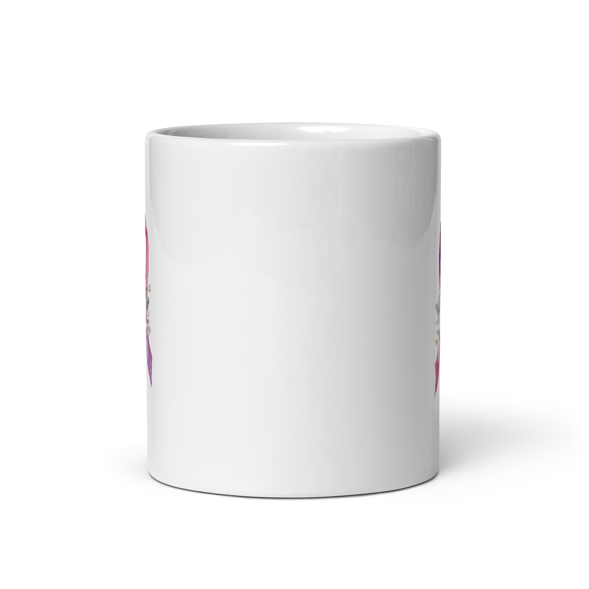 Pastel Floral Purple & Pink Awareness Ribbon Mug - Image 3
