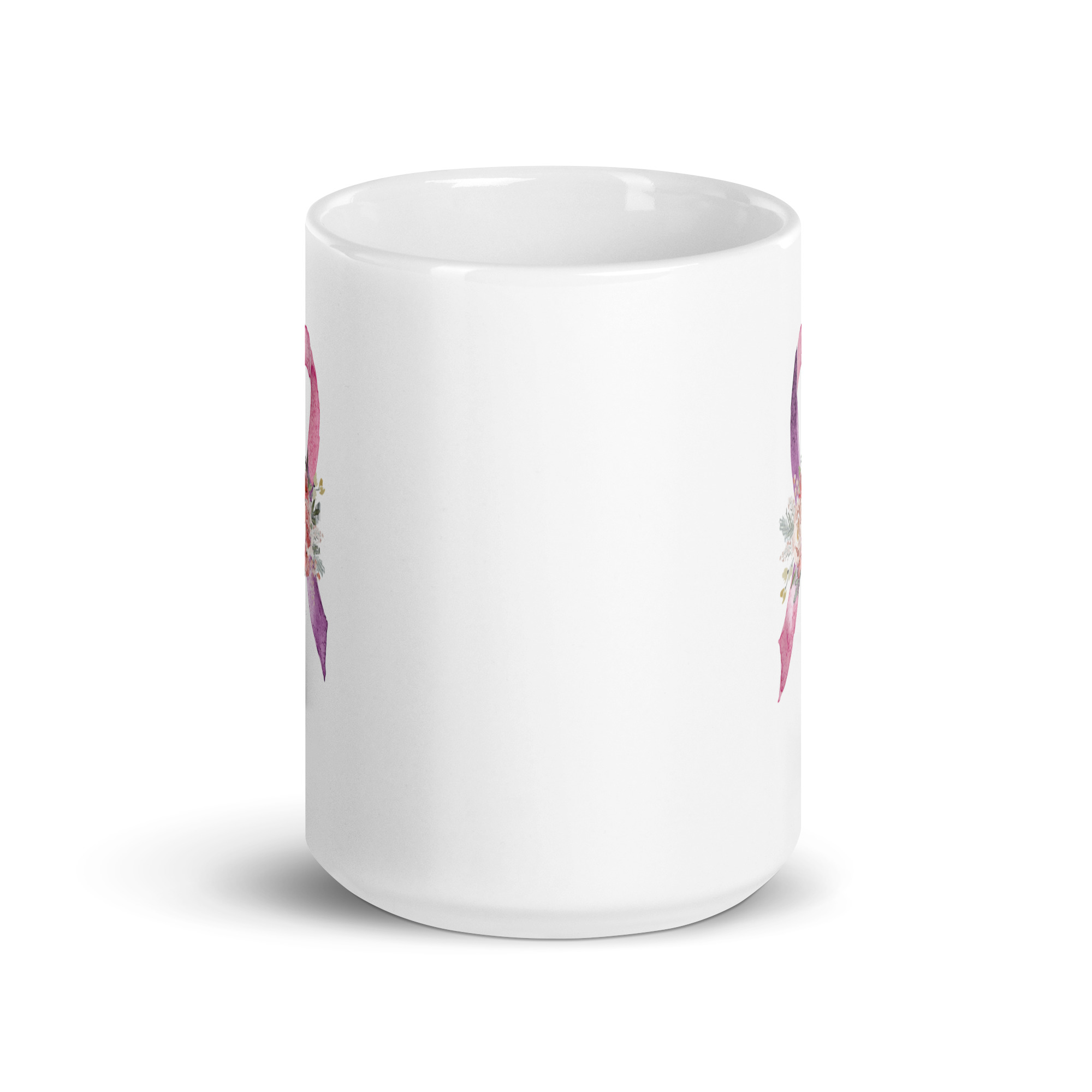 Pastel Floral Purple & Pink Awareness Ribbon Mug - Image 6