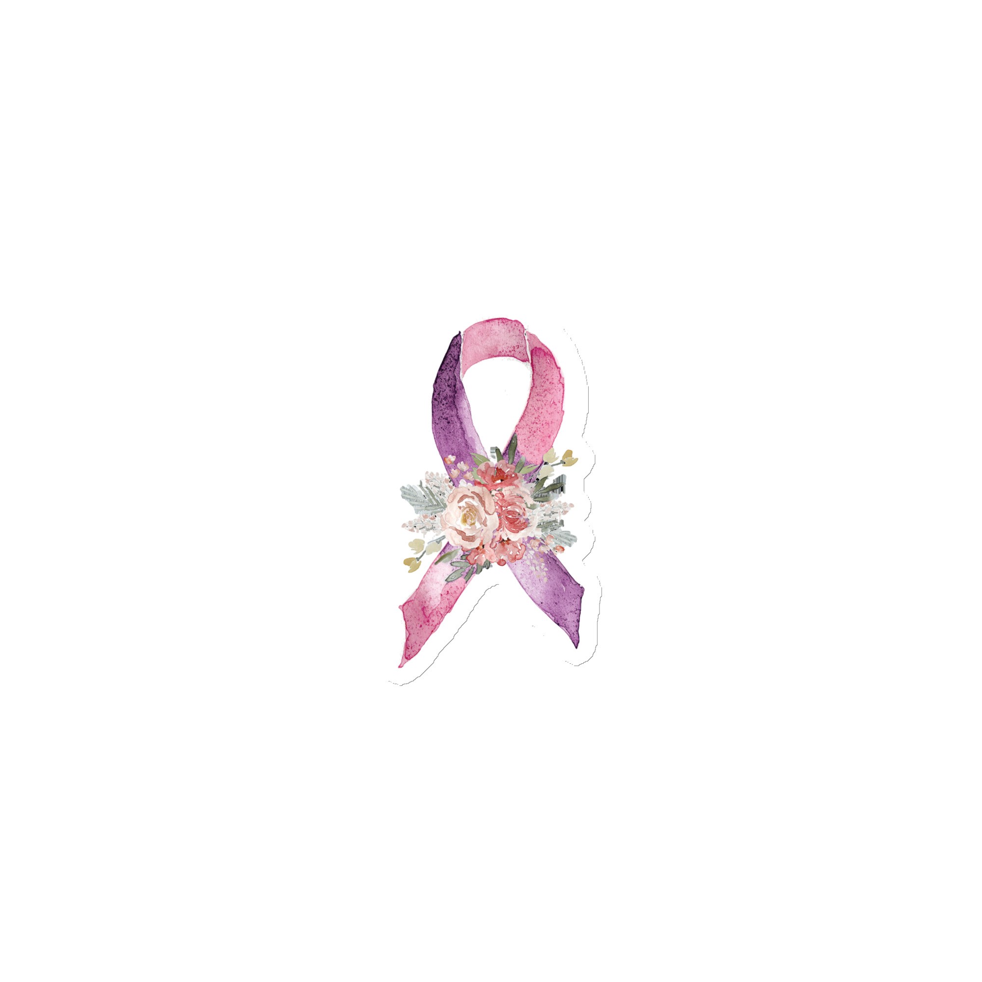 Pastel Floral Purple & Pink Awareness Ribbon Magnet - Image 3
