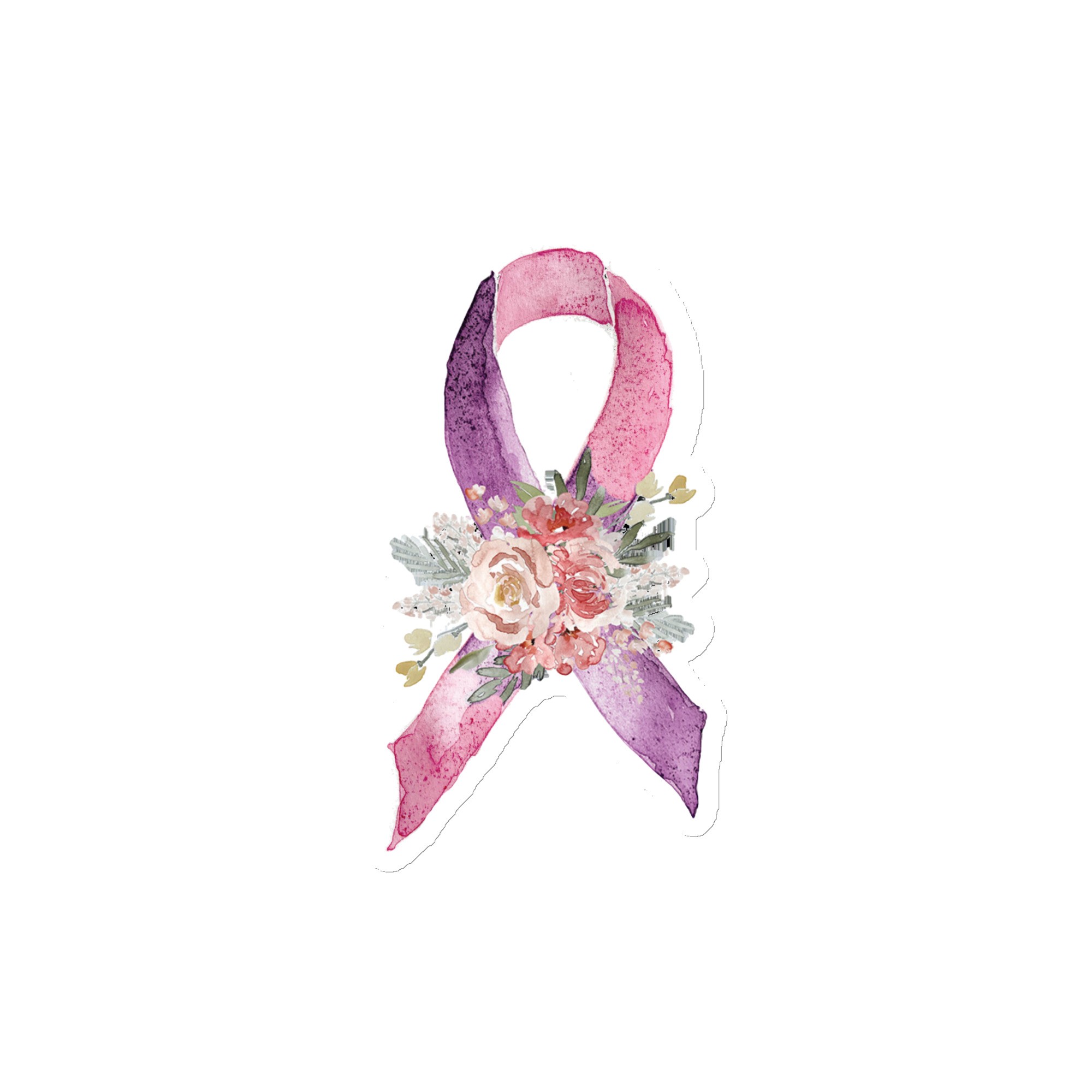 Pastel Floral Purple & Pink Awareness Ribbon Magnet - Image 2