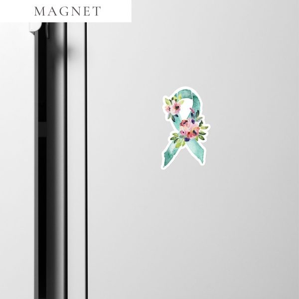 Pastel Floral Teal Awareness Ribbon Magnet