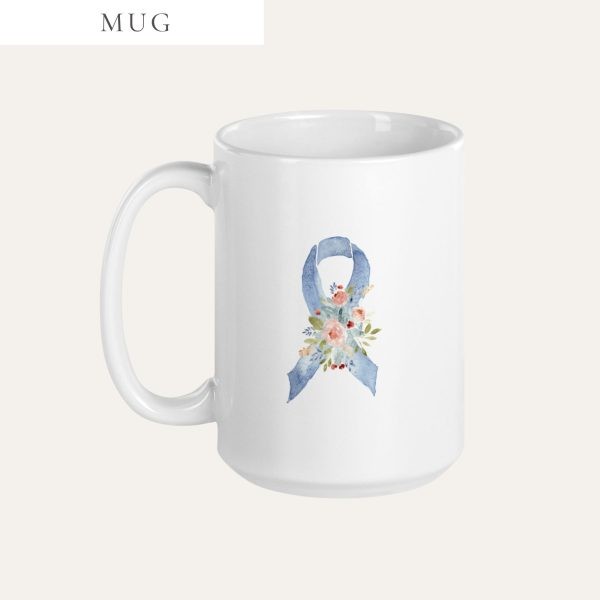 Pastel Floral Blue Awareness Ribbon Mug
