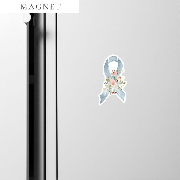 Pastel Floral Light Blue Awareness Ribbon Magnet