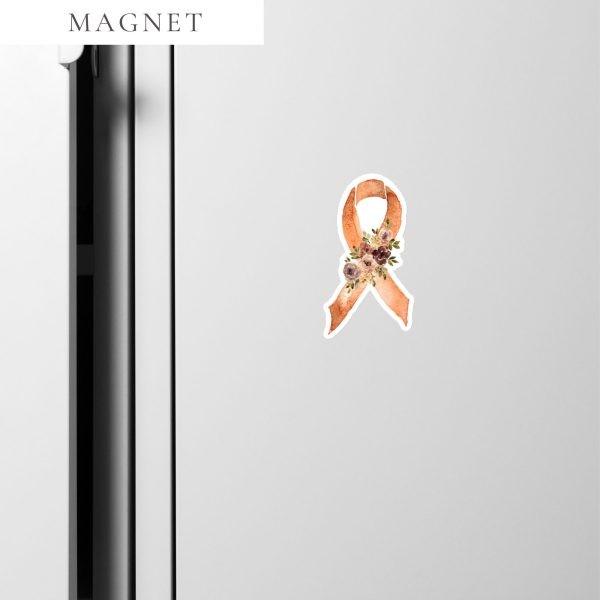 Pastel Floral Orange Awareness Ribbon Magnet