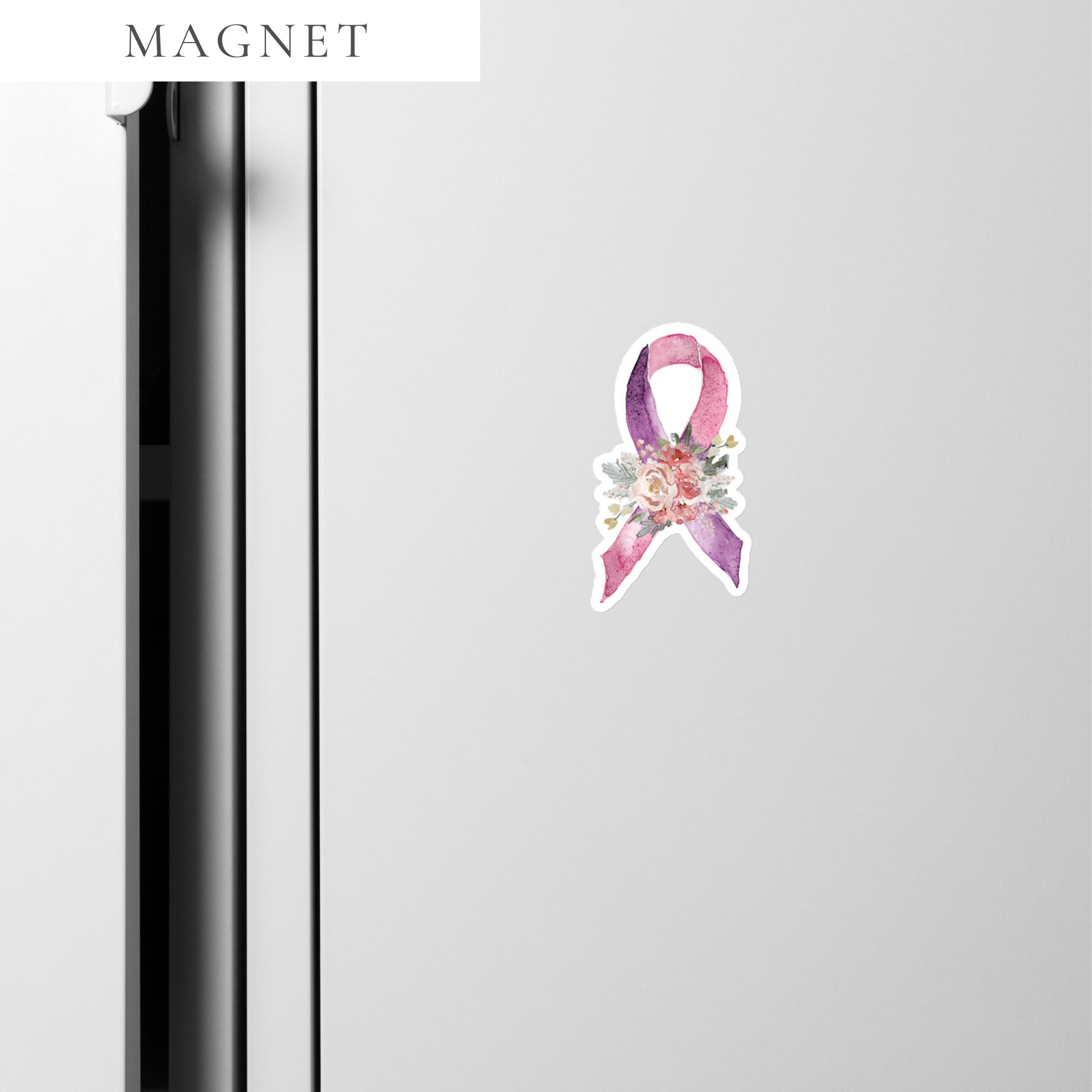 Pastel Floral Purple & Pink Awareness Ribbon Magnet