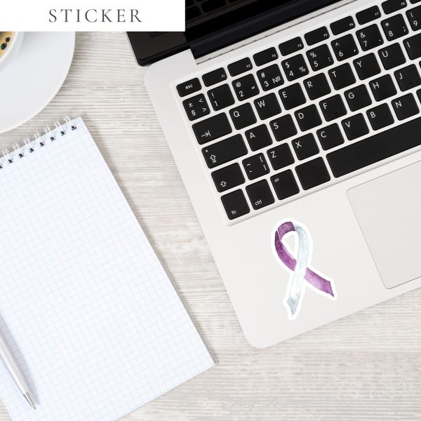 Pastel Purple & White Awareness Ribbon Sticker