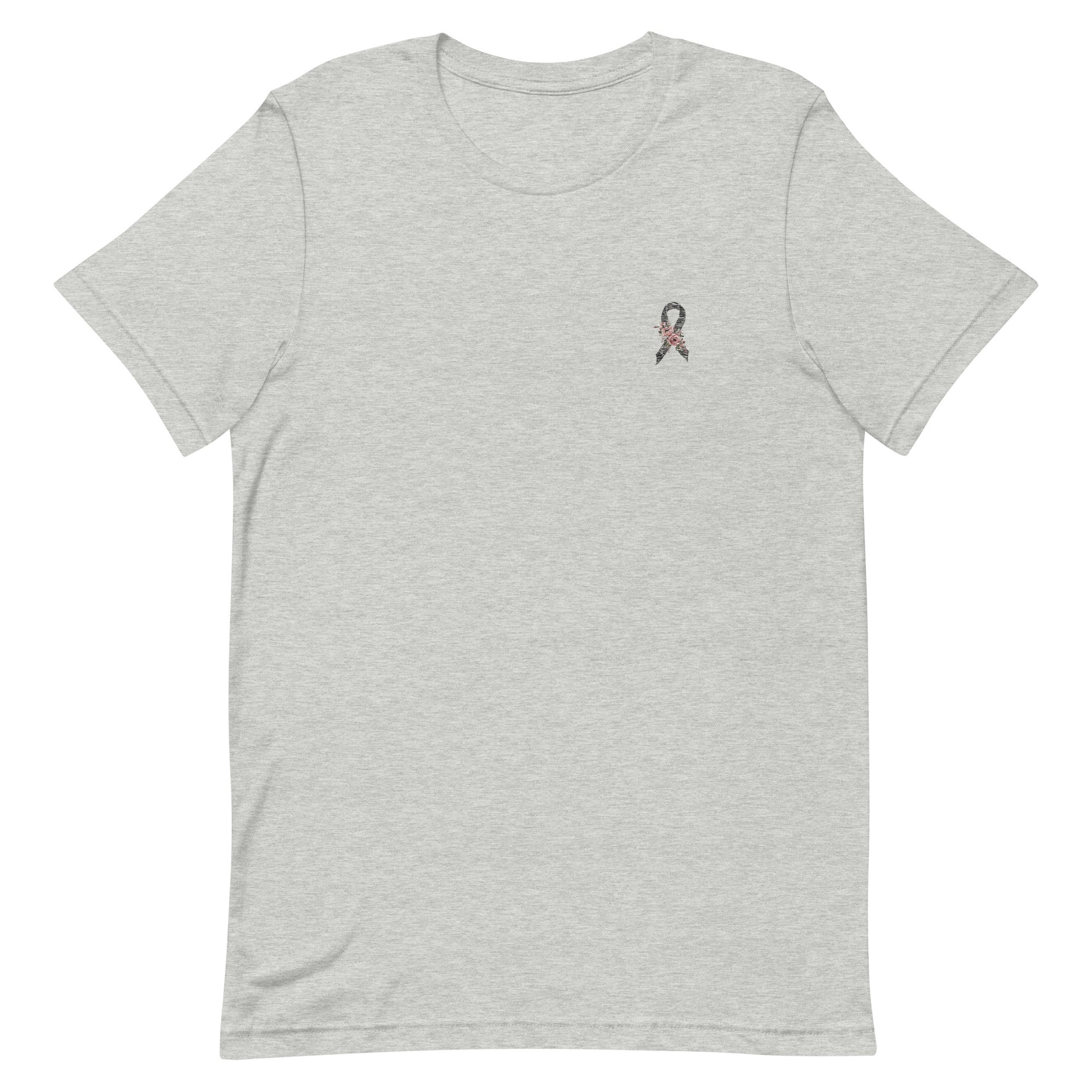 Pastel Floral Zebra Awareness Ribbon Embroidered T-Shirt - Image 4