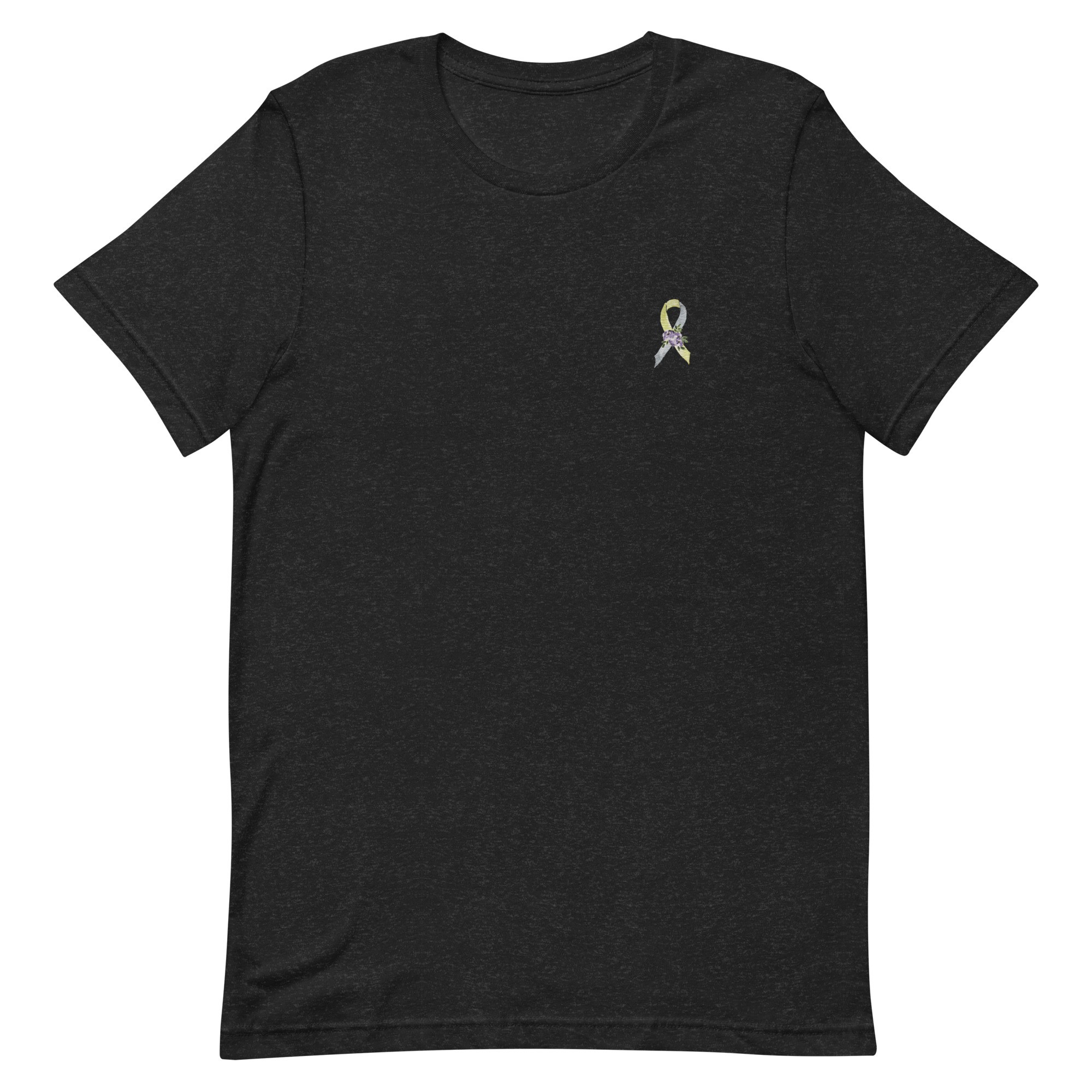 Pastel Floral Gold & Silver Awareness Ribbon Embroidered T-Shirt - Image 2