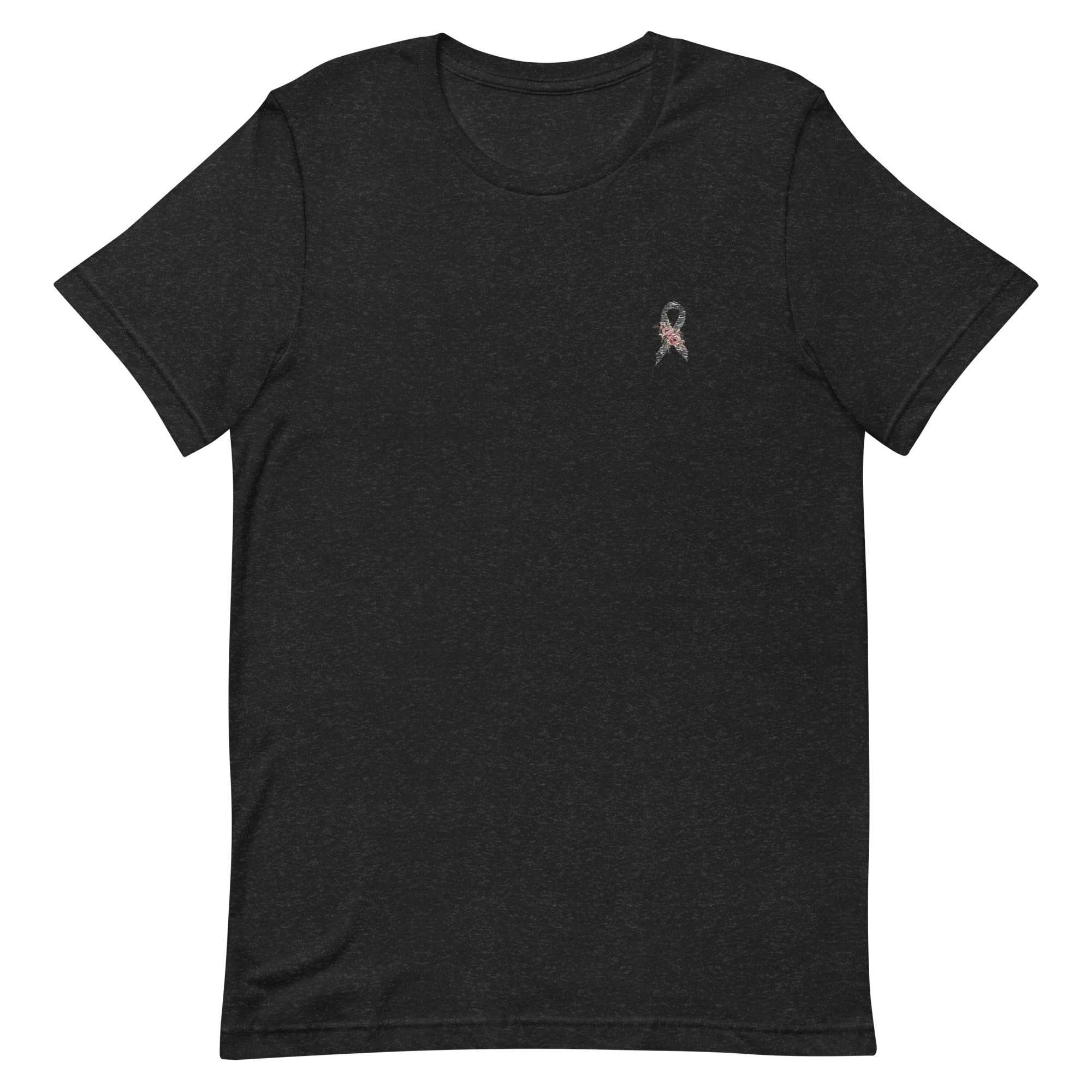 Pastel Floral Zebra Awareness Ribbon Embroidered T-Shirt - Image 2