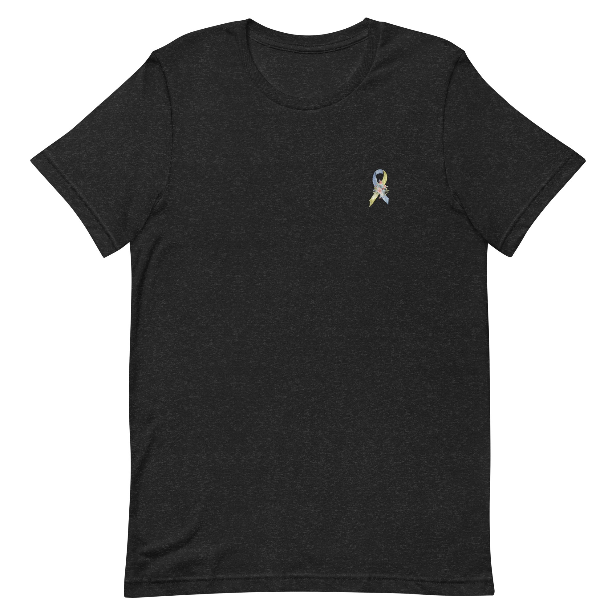 Pastel Floral Yellow & Blue Awareness Ribbon Embroidered T-Shirt - Image 2