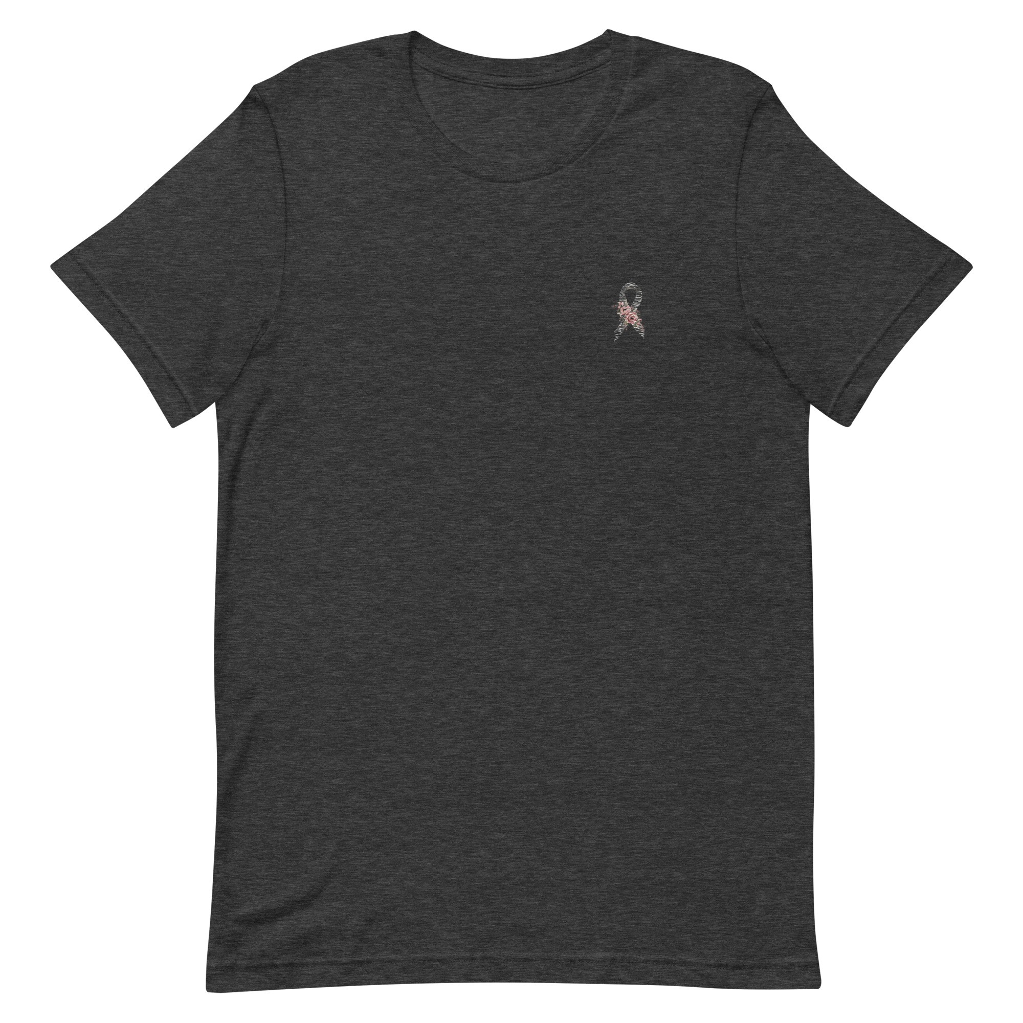 Pastel Floral Zebra Awareness Ribbon Embroidered T-Shirt - Image 3