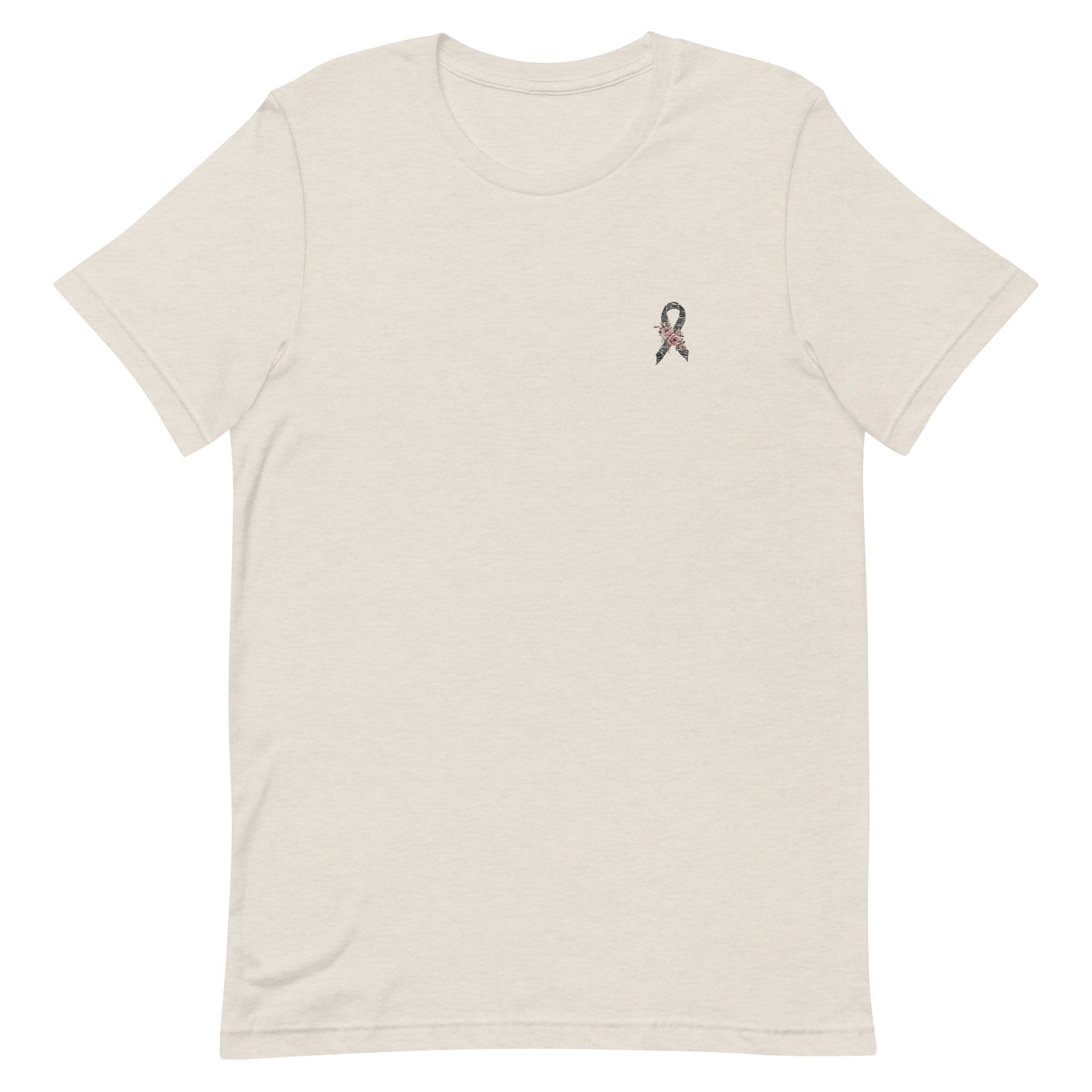 Pastel Floral Zebra Awareness Ribbon Embroidered T-Shirt - Image 5