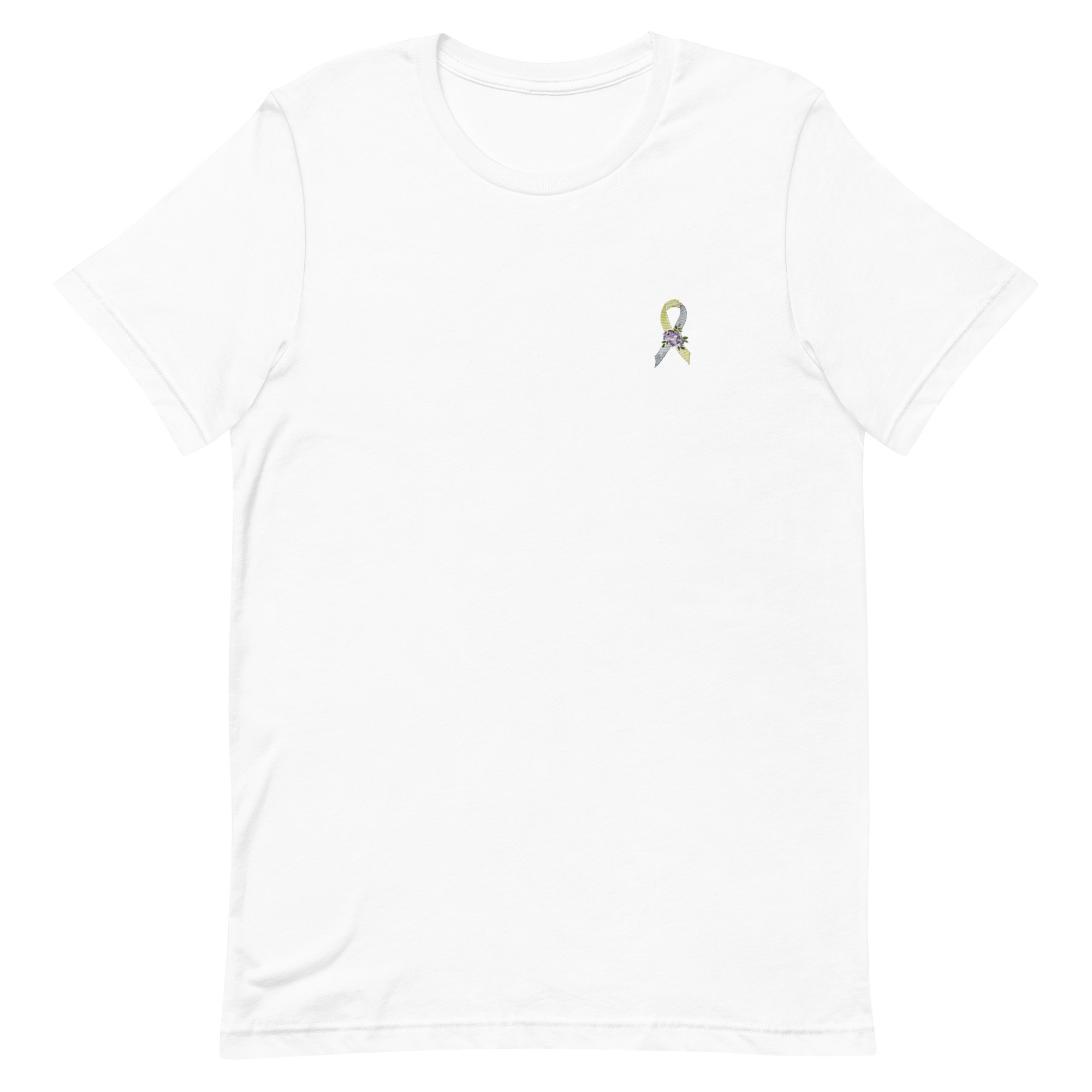 Pastel Floral Gold & Silver Awareness Ribbon Embroidered T-Shirt - Image 6