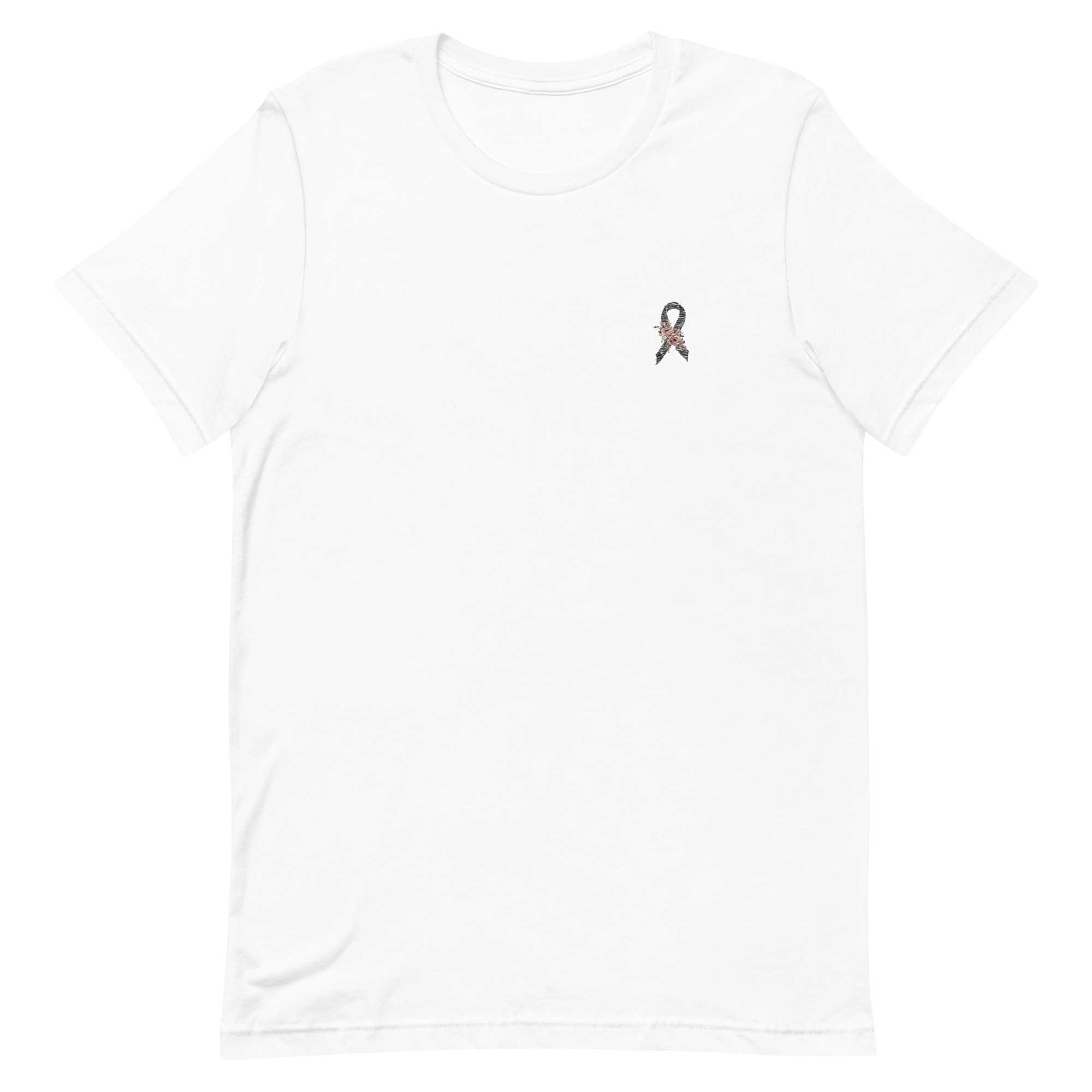 Pastel Floral Zebra Awareness Ribbon Embroidered T-Shirt - Image 6