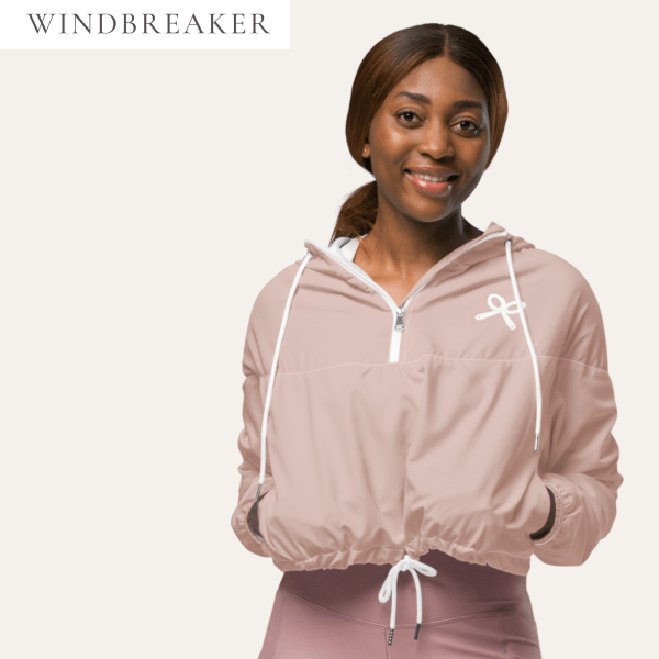 Collective Classic Women’s Cropped Pink With White Logo Windbreaker