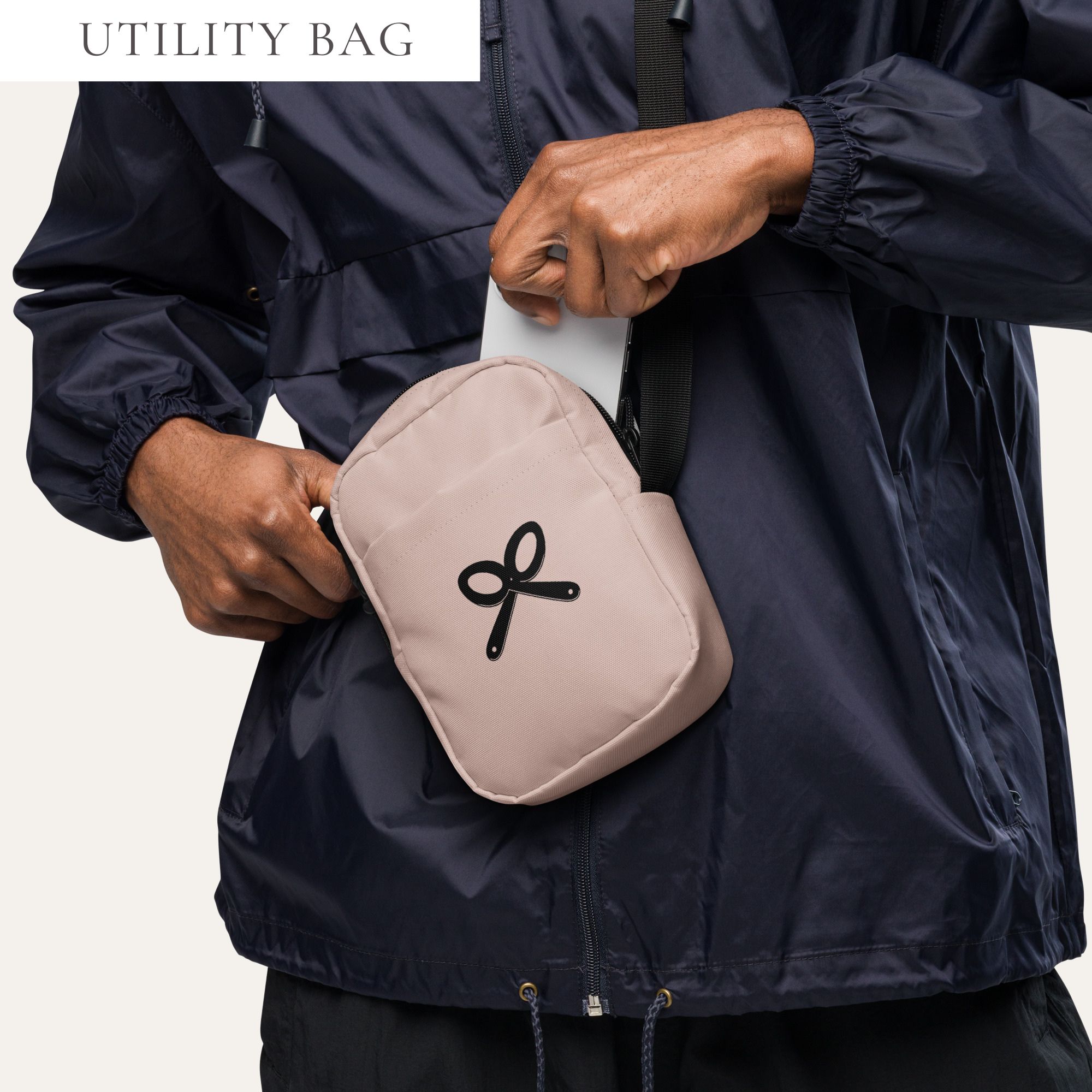 Collective Classic Logo In Black On Pink Utility Crossbody Bag